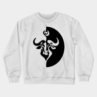 Minimalistic Continuous Line Bull Portrait (black and white colorblock) Crewneck Sweatshirt